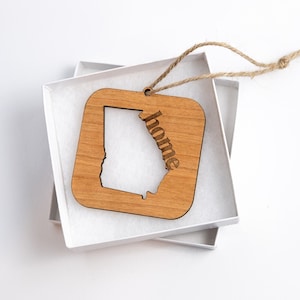 Georgia or any 50 States Christmas Tree Ornaments - Home Any State Ornament - Wooden Engraved Hometown Wood Ornament