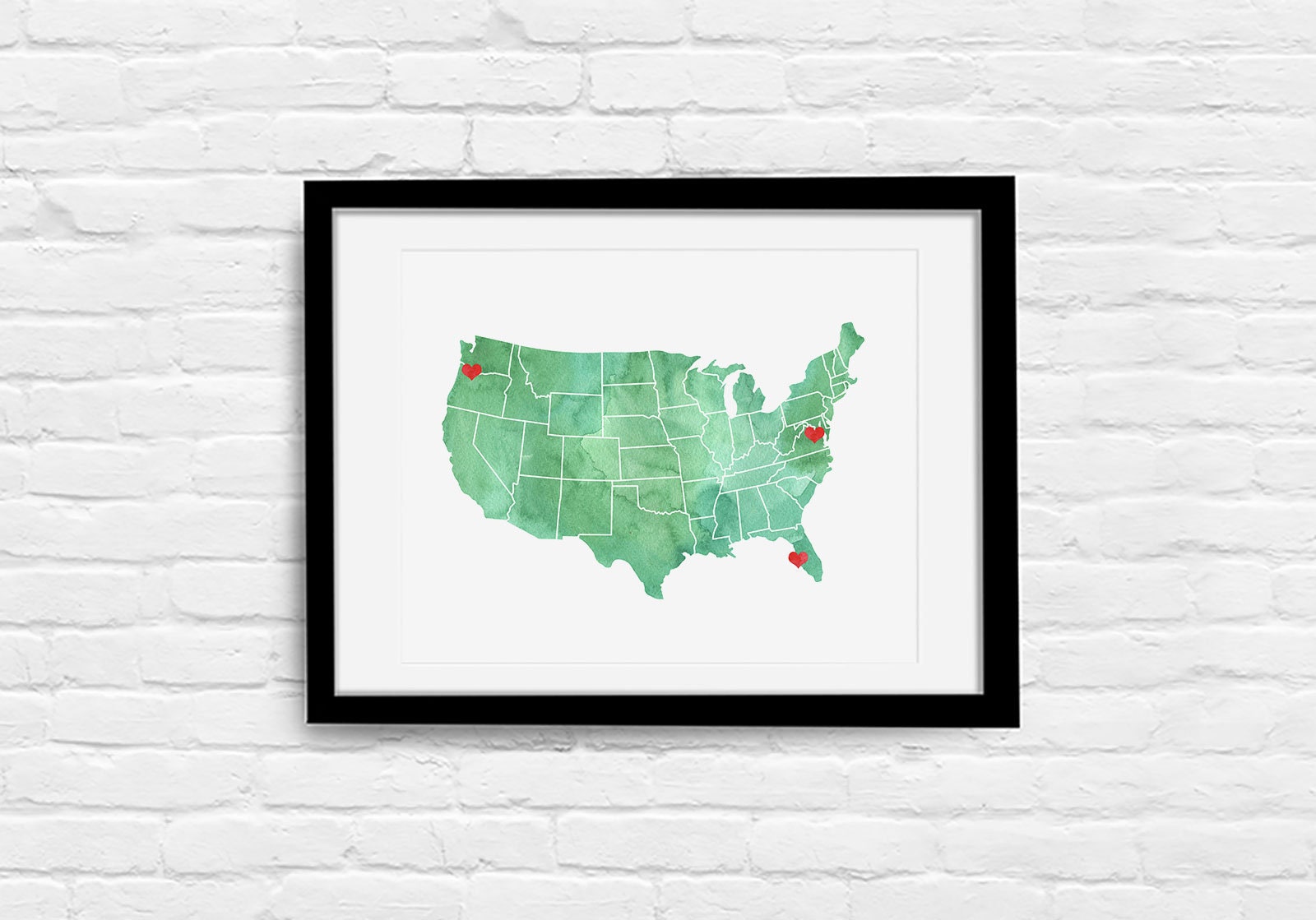 USA Watercolor Map Custom Personalized Print - United States Watercolor ...