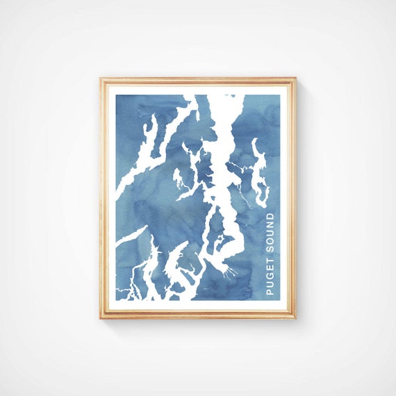 Puget Sound Watercolor Map Print – Pacific Northwest Art