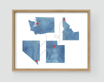 Any Four States Watercolor Print