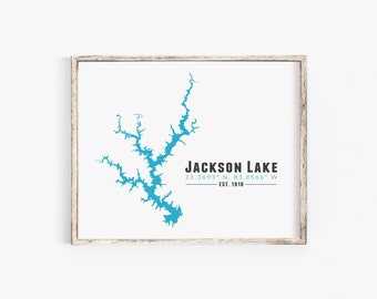 Jackson Lake Georgia Map Wall Art Print - Souvenir Gift Housewarming