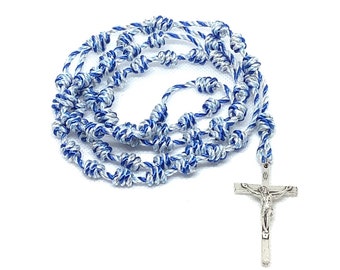 Twine geknotet Rosenkranz Blau Weiß