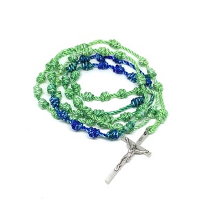 Rosary Twine Knotted Rosary Blue Green