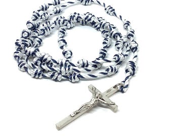 Twine geknotet Rosenkranz Blau Weiß