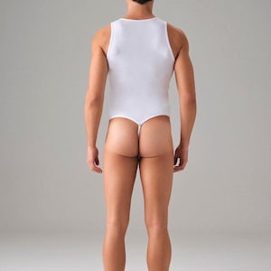 Mens lingerie cotton bodysuit tailored fit back view⁠
