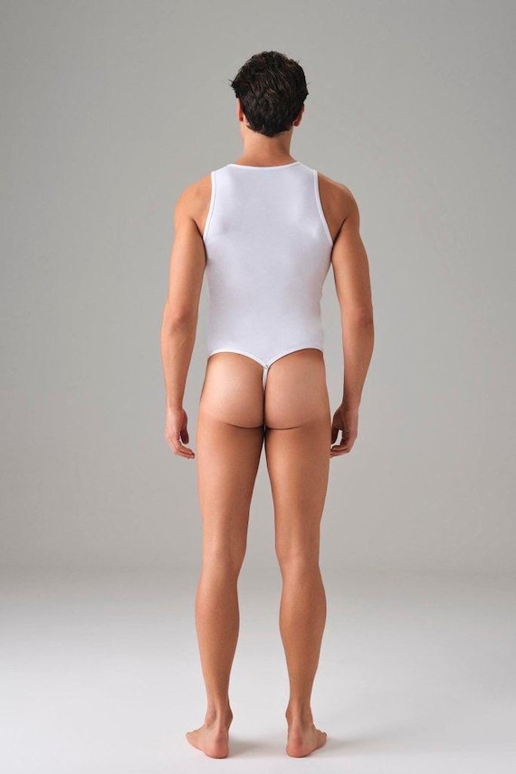 Mens Lingerie Cotton Bodysuit, Breathable Comfort Base Layer Loungewear, Tailored Fit Mens Underwear