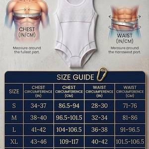 Mens cotton bodysuit size chart measurement guide⁠