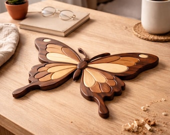 Butterfly Intarsia Wood Wall Art Pattern | Beginner Woodworking Project Digital Download