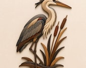Heron Intarsia Pattern | Wooden Bird Wall Art Template | Wood Inlay Design | Digital download