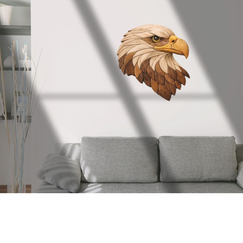 Eagle Intarsia Wood Art Pattern | Rustic Wildlife Wall Decor | Digital ...