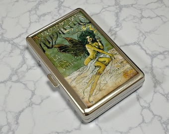 Absinthe Green Fairy Vintage Alcohol Pin Up Cigarette Case Wallet Business Card Holder