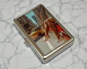 High Heels in Red Classic Car Cigarette Case Wallet Business Card Holder