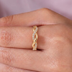 1.50 CTW Moissanite Solid Gold Braid Ring | Infinity Knitted Wedding Band | Gift For Her