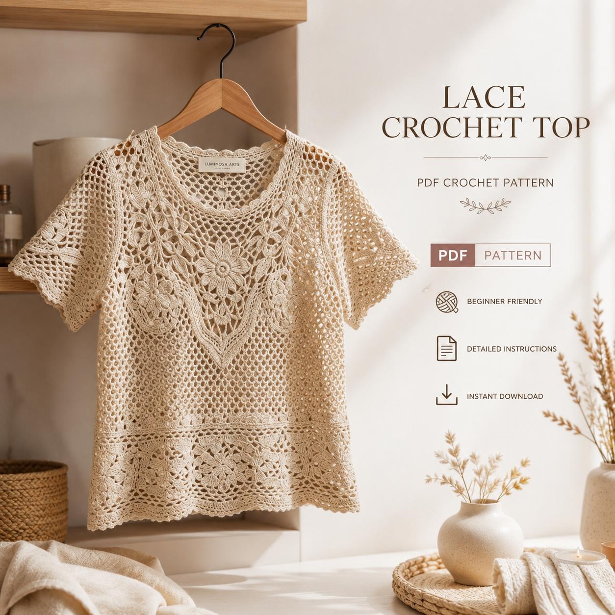 36 Lace Top Crochet Patterns: Enhance Your Skills with Stylish Designs 20 Boho Crochet Lace Top Pattern Floral V-Neck Summer Beach
