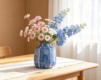 Vaso in ceramica fatto a mano, vaso moderno per fiori, vaso decorativo smaltato, complemento d'arredo minimalista, vaso Japandi, centrotavola