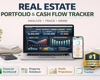 Rental Property Spreadsheet Excel | Landlord Financial Tracker | Investment Property Cash Flow | Portfolio Dashboard Template