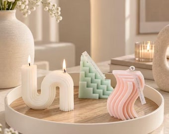 Handmade Geometric Candle, Personalized Wick Sticker, Aesthetic Sculptural Candle, Modern Shape Candle, Minimalist Home Decor