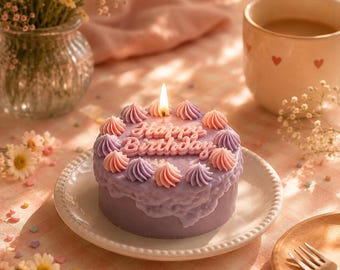 Vela mini para pastel de cumpleaños, pegatina personalizada para la mecha, vela artesanal con aroma a frutas, vela para pastel bento, vela para postre adorable