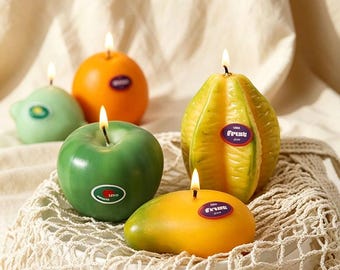 Velas artesanales realistas con forma de frutas y verduras, pegatina personalizada para la mecha, vela aromática de frutas y verduras, vela artesanal de cera de soja.