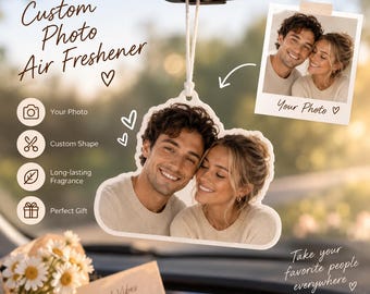Ambientador de coche con foto personalizada, ambientador de pareja personalizado, adorno de coche con cara personalizada, ambientador de coche con foto, regalo de aniversario, accesorio para coche