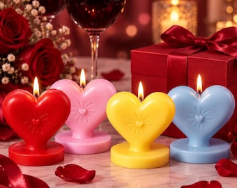 Handmade Heart Shaped Scented Candle, Personalized Wick Sticker, Valentine Gift for Her, Romantic Love Candle, Anniversary Gift