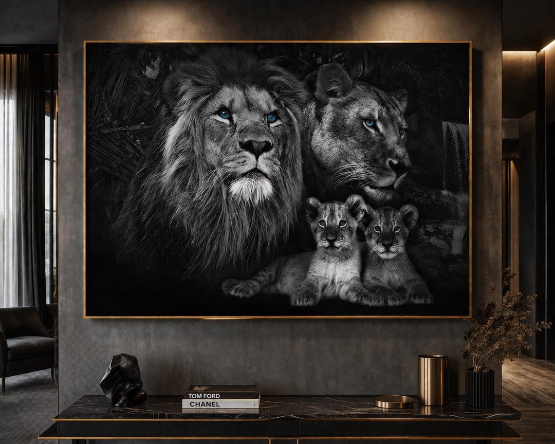 Personalised Lion Family Print | Custom Family Wall Art | Lion Family ...