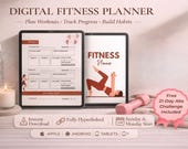 Fitness Planner PDF + 21 Day Abs Challenge, Home Workout Plan for Women, Weight Loss Tracker, Gym Planner Printable