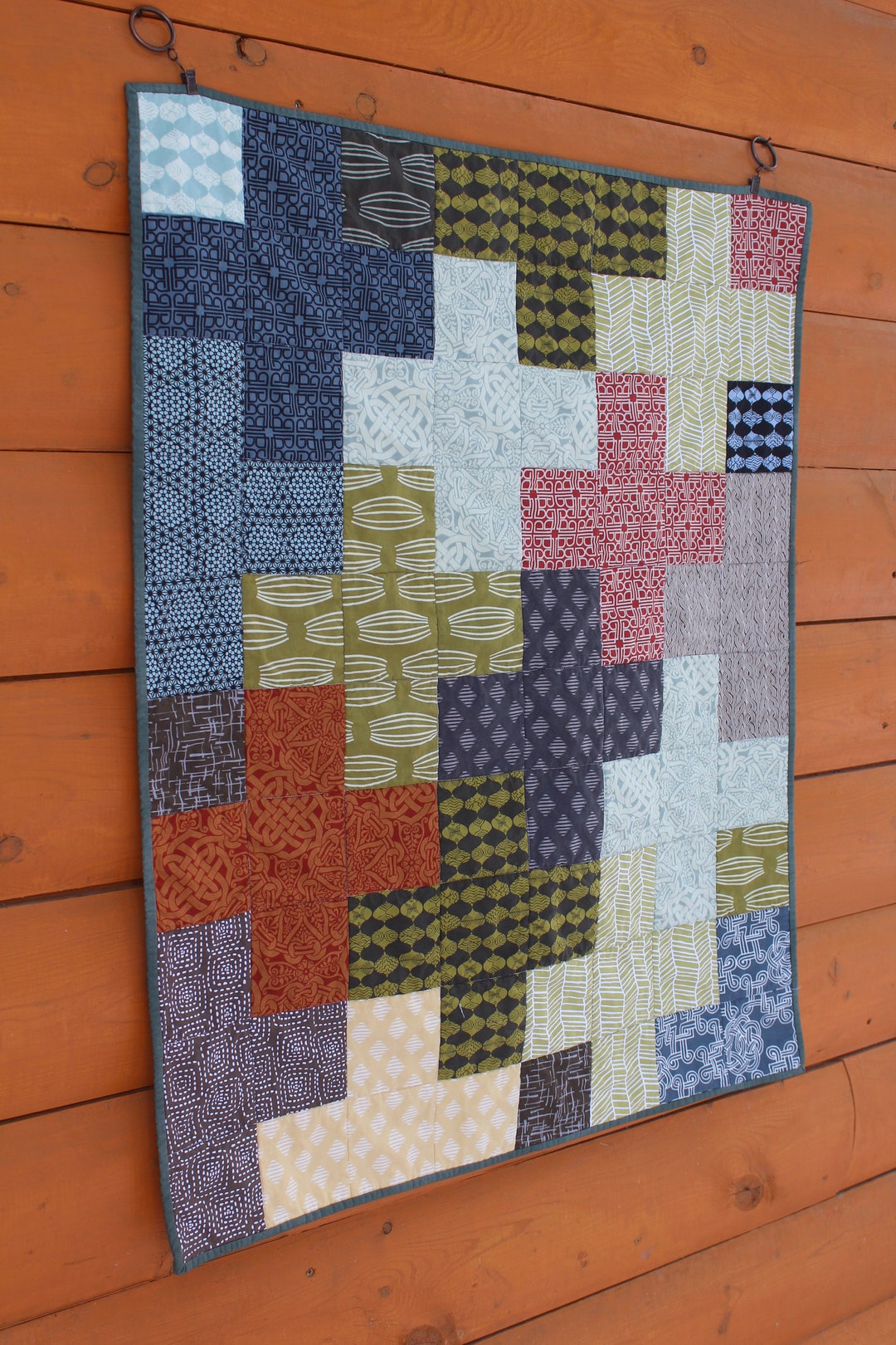 Handmade Baby Quilt, Wall Hanging, Earth Tones Etsy
