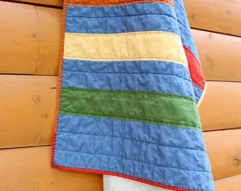 Striped Baby Quilt, rainbow colors