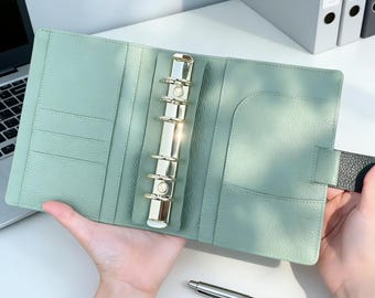 Full Grain Leather Binder A6 6-Ring Refillable Planner Travelers Journal Sketchbook with Custom Engraving