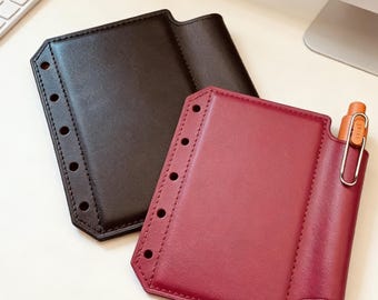 Genuine Leather 5 Ring Binder Insert | Planner Insert | Refill Insert with Pen Holder | Journal Insert Fits for M5 Planner