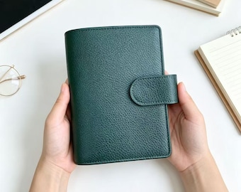 Full Grain Leather Binder A6 6-Ring Refillable Planner Travelers Journal Sketchbook with Customizable Engraving Christmas Journal