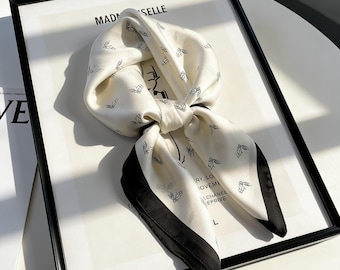 Satin printed silk scarf, a versatile small silk square scarf, an essential for elegant outfits70*70cm