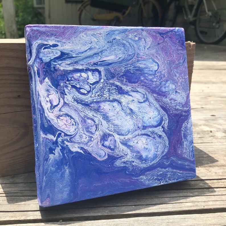 Marbled Handpainted Acrylic Pour Painting Etsy