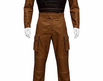 Traje exclusivo do Mandaloriano inspirado em Star Wars | Perfeito para fãs e cosplayers | Ideal para projetos relacionados ao Mandaloriano | Conjunto de 3 peças feito sob medida