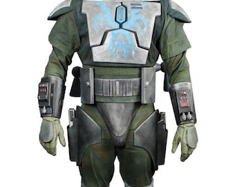 Traje exclusivo do Mandaloriano inspirado em Star Wars | Perfeito para fãs e cosplayers | Ideal para projetos relacionados ao Mandaloriano | Conjunto de 3 peças feito sob medida