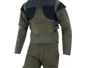 Traje exclusivo do Mandaloriano inspirado em Star Wars | Perfeito para fãs e cosplayers | Ideal para projetos relacionados ao Mandaloriano | Conjunto de 3 peças feito sob medida