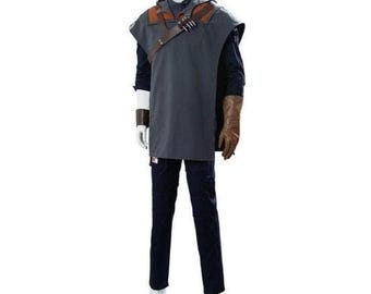 Traje de Cosplay Inspirado em Jedi Survivor | Fantasia com Poncho Estilo Califórnia | Fantasia Inspirada em Star Wars | Cosplay Feito à Mão Personalizado | Túnica e Calças