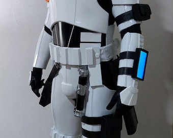 Peças macias do Scout Trooper | Réplica de traje de voo para cosplay de Star Wars com faixa e bolsos | Conjunto de fantasia personalizado