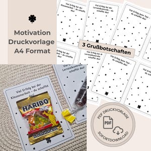 Buona fortuna con il test, i compiti in classe o la valutazione dell'apprendimento! Buona fortuna a scuola! Biglietti motivazionali stampabili per la scuola | Download immediato in formato A4