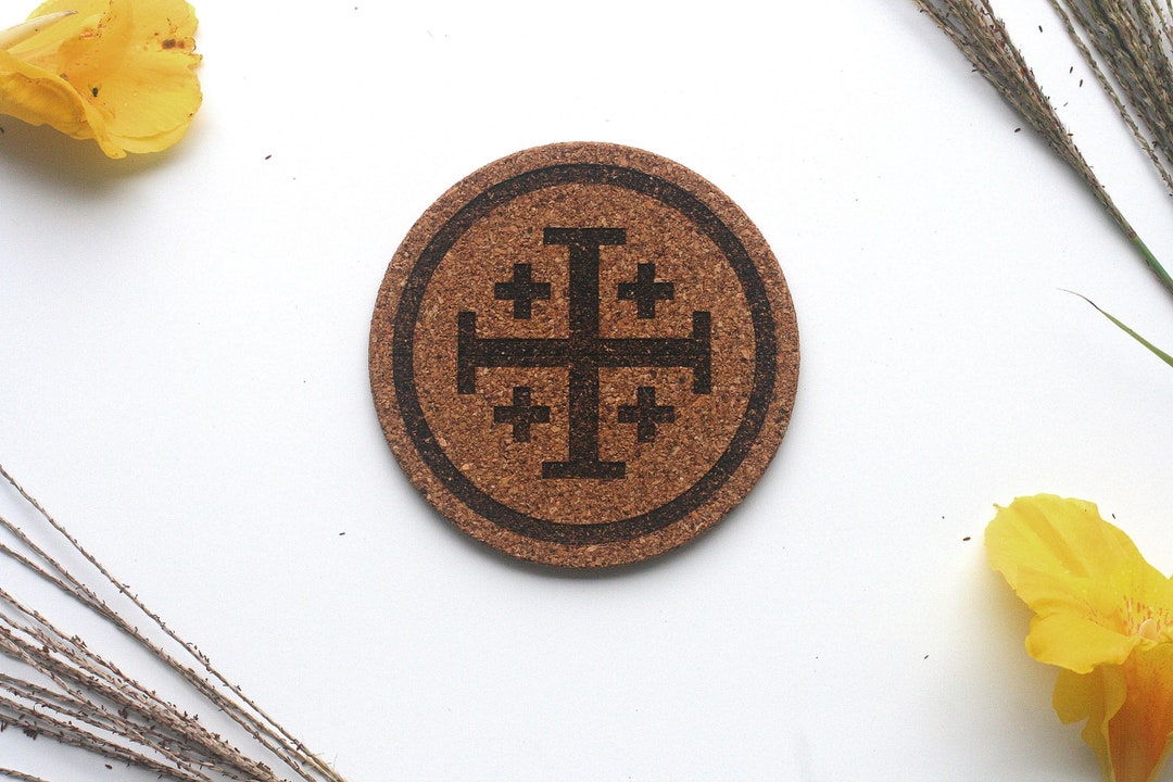 Jerusalem Cross Cork Coaster, Set of Four or Six Catholic Custom ...