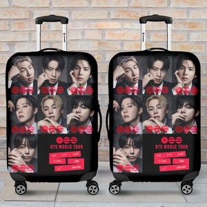 BTS Kpop Boy Band Luggage Cover, Bangtan Boys Arirang Army Personalized Luggage Cover, Custom Suitcase Cover, K-Pop BTS Travel Gift
