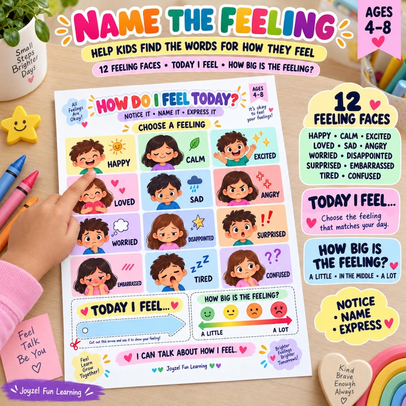 Buy Feelings Wheel Printable for Kids | Calm Down Cards | Emotional ...