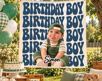 Personalisierte Geburtstagsbanner für Mädchen, Fotohintergrund für Geburtstage nach Wunsch, Retro-Geburtstagsdeko im angesagten Retro-Stil, Namensschild für Mädchengeburtstag