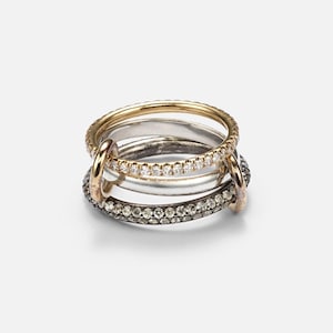 SPINELLI KILCOLLIN Band, zweifarbige Farbe Weiß Moissanite Volle Eternity Band mit Multi Link Connectors Ring, stapelbare Statement Band RIngs