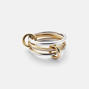 SPINELLI KILCOLLIN Band, Moissanit Baguette Ring mit schlichtem Band Multi Link Ring, trendiger stapelbarer Ring, Statement Band, minimalistische Bänder