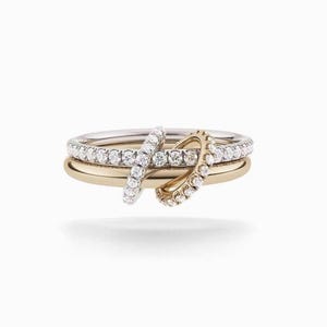 White Moissanite Full Eternity Band With Plain Ring Two Small Eternity Band Connected Ring, Handmade Stacks Band, SPINELLI KILCOLLIN Rings