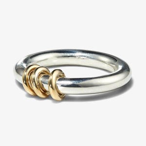 Solid Silver Plain Band With 3 Small Plain Ring Interlocking, Statement Stacking Band, Spinner Band, Dainty Band, SPINELLI KILCOLLIN Band