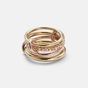 Anillo SPINELLI KILCOLLIN, anillo de eternidad con zafiros múltiples y conector de múltiples eslabones, anillo de banda chapado en oro multicolor, anillos de boda.