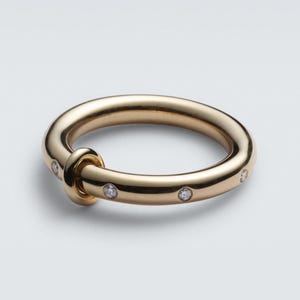 14k Gold Plated White Moissanite Flush Set Eternity Band Ring With Small Band Interlocking Spinner Band, Stacking Band, SPINELLI KILCOLLIN